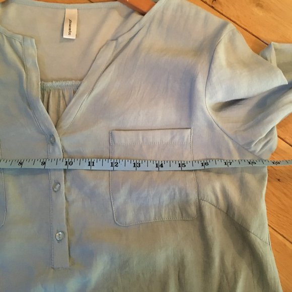 Powder Blue Semi Sheer Tunic Blouse - Picture 8 of 14